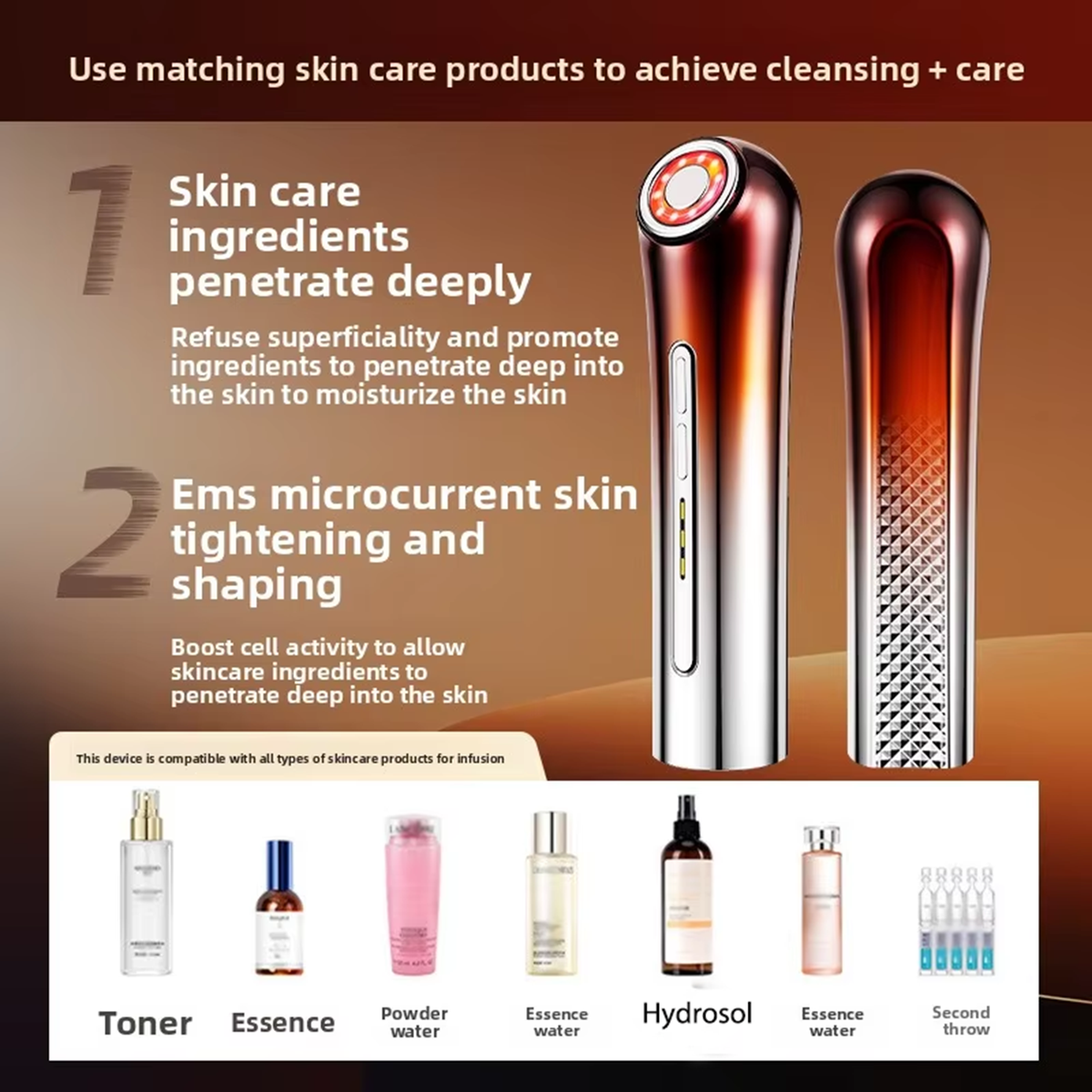 wendyBlue EMS LED Facial Massager Wand for Face & Eye Care